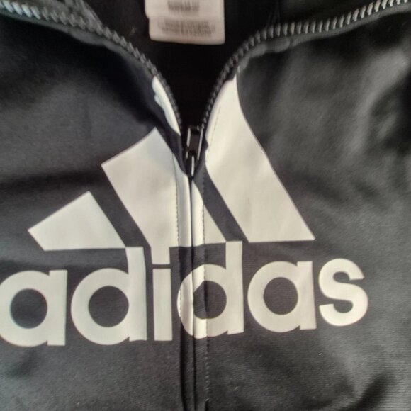 Adidas Jacket Boys Size 5 Logo Black Full Zip Stripes - Picture 5 of 6